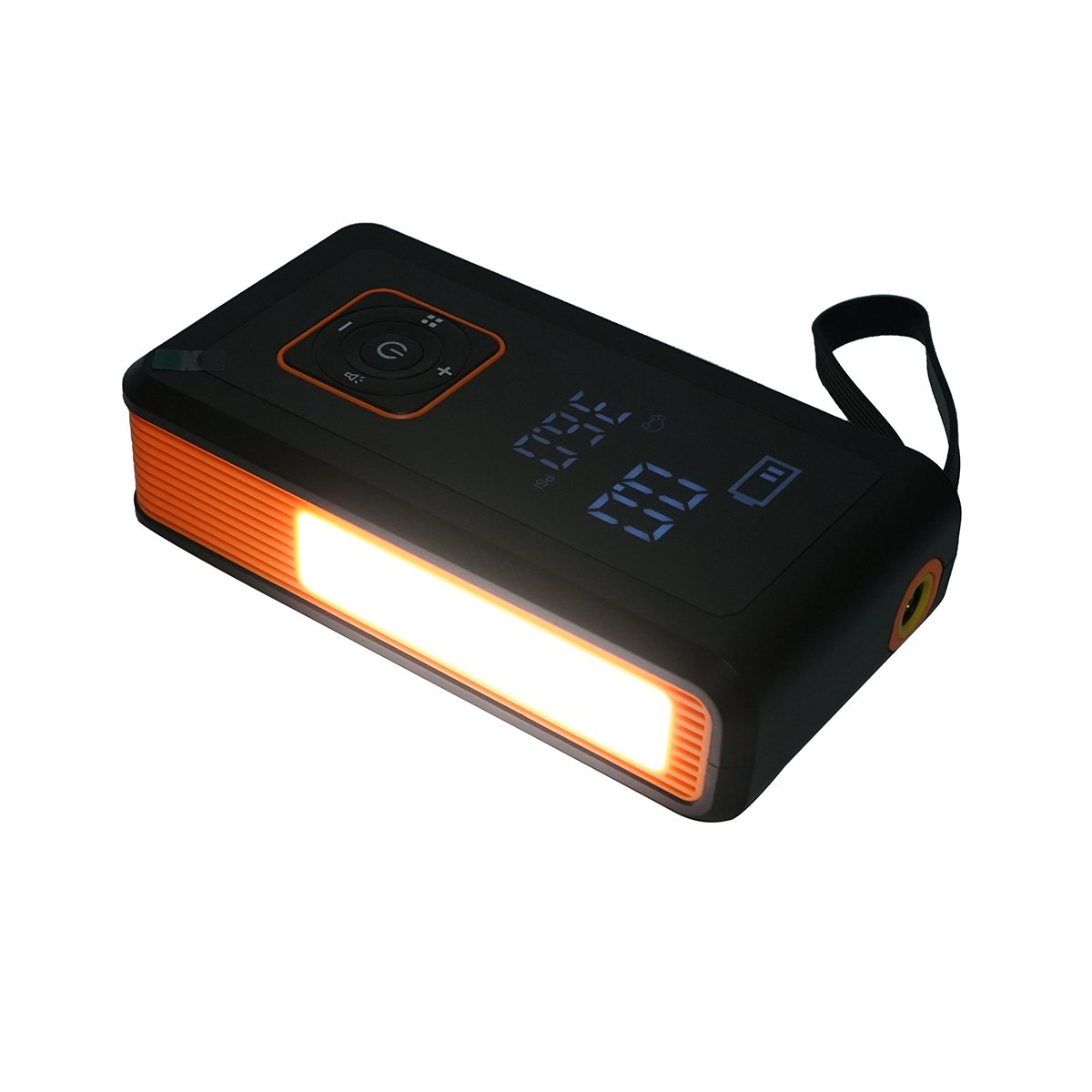 Robot pornire si compresor aer smart 80W 150 PSI, afisaj digital LED, baterie litiu 8000 mAh, baterie externa, lanterna LED, port USB/USB-C, accesorii incluse